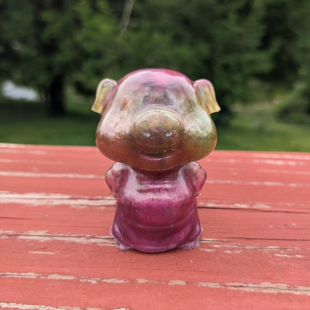 3 Little Pigs Resin Art Handmade Colorful Cute Pig Artisan Gift Piggy Easter - Picture 8 of 16